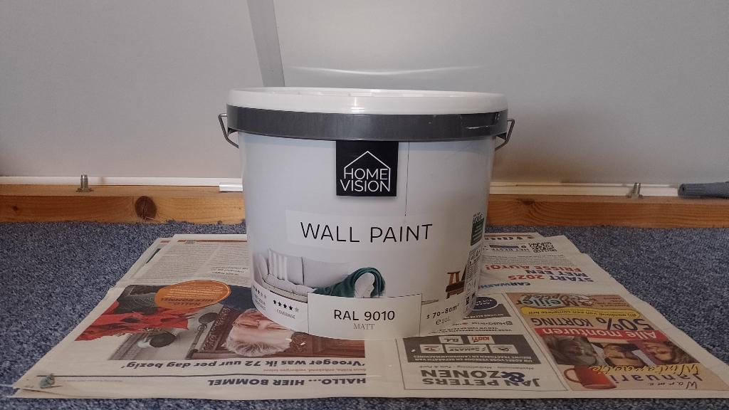 bijna 10 liter verf ral 9010, Ophalen, 5 tot 10 liter, Wit, Verf