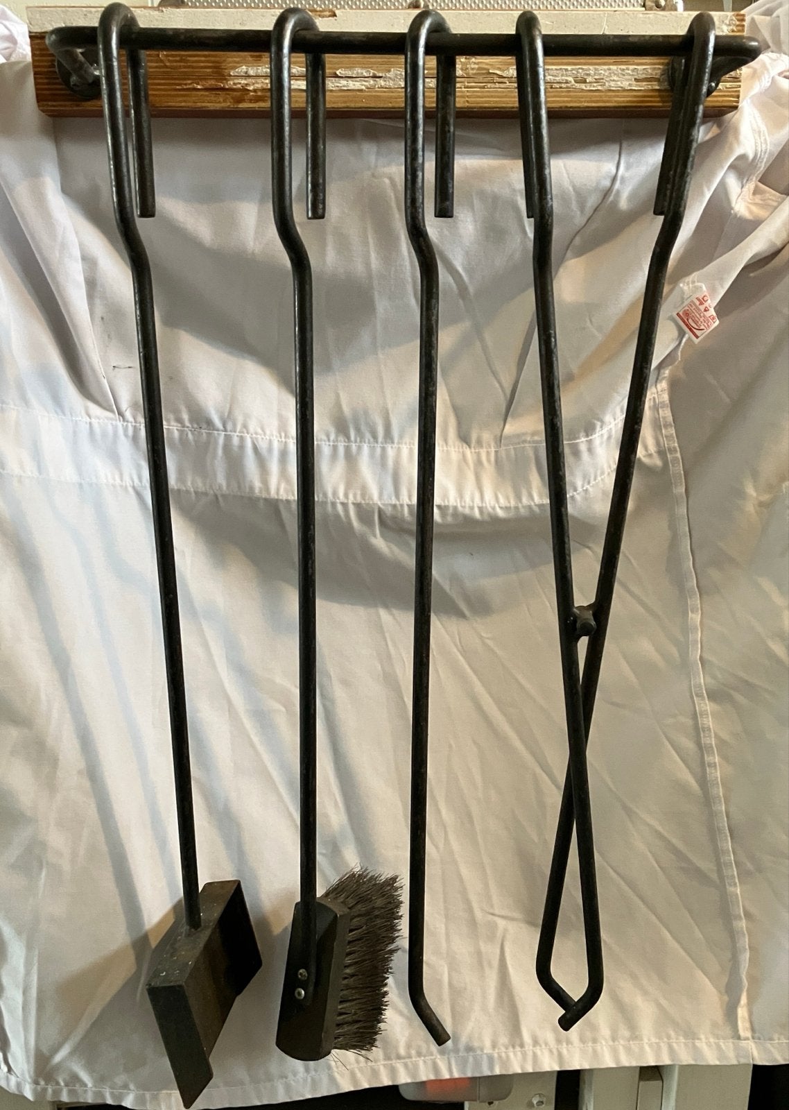 Haardstel 4-delige set  met ophangbeugel, Huis en Inrichting, Ophalen, Gebruikt, Vrijstaande haard, Overige soorten