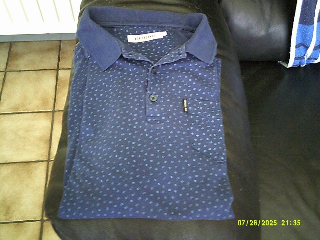 Ben Sherman Polo - Donkerblauw met patroon, Maat 52/54 (L), Blauw, Ophalen of Verzenden, Zo goed als nieuw