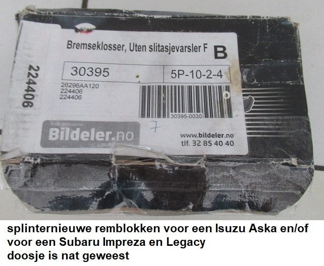 set remblokken voor Subaru Impreza / Legacy - Isuzu Aska, Ophalen of Verzenden, Nieuw, Subaru