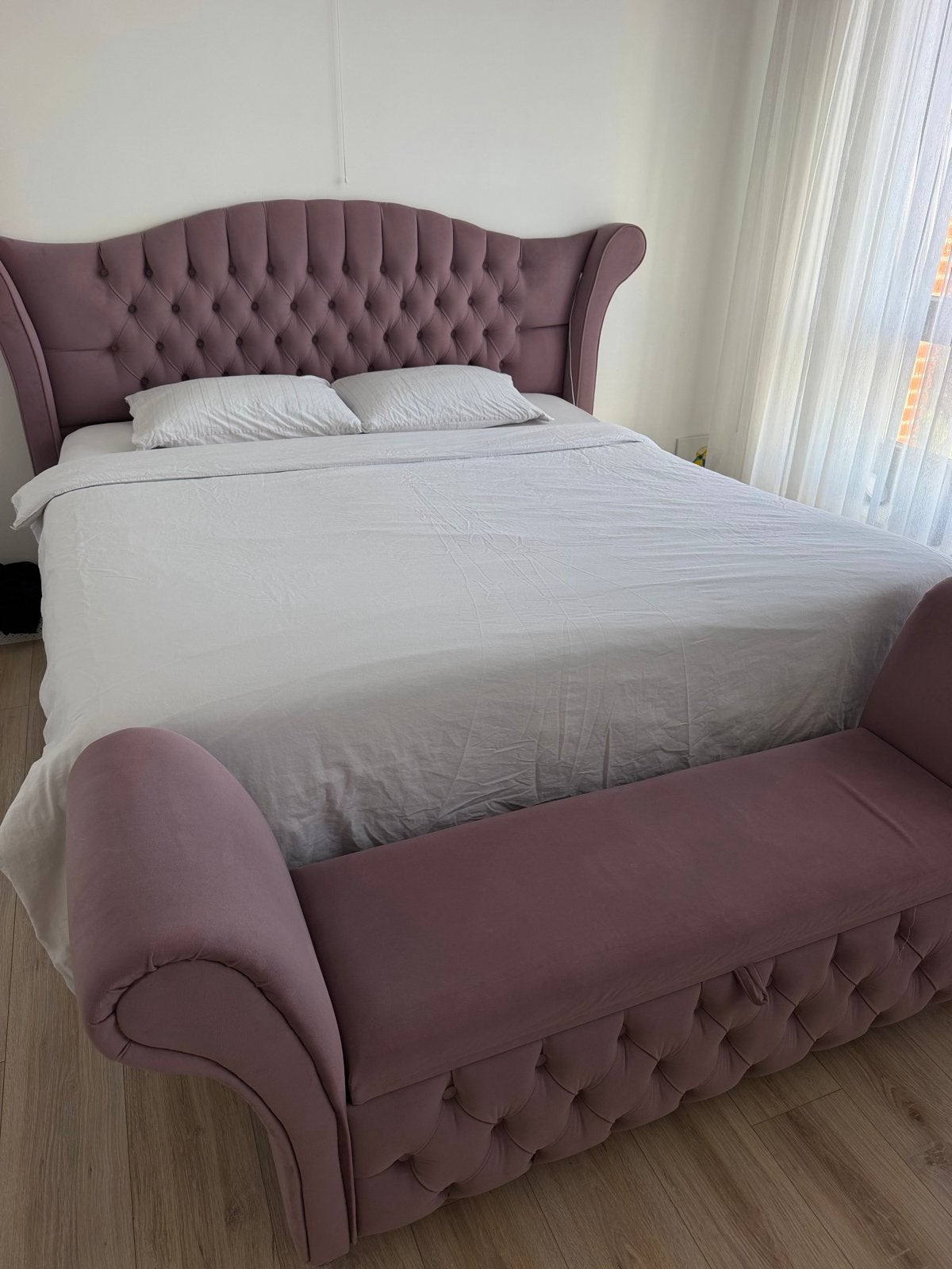 Tweepersoonsbed 180x200 met opbergruimte en bedbankje, Gebruikt, Overige kleuren, Tweepersoons, Ophalen of Verzenden