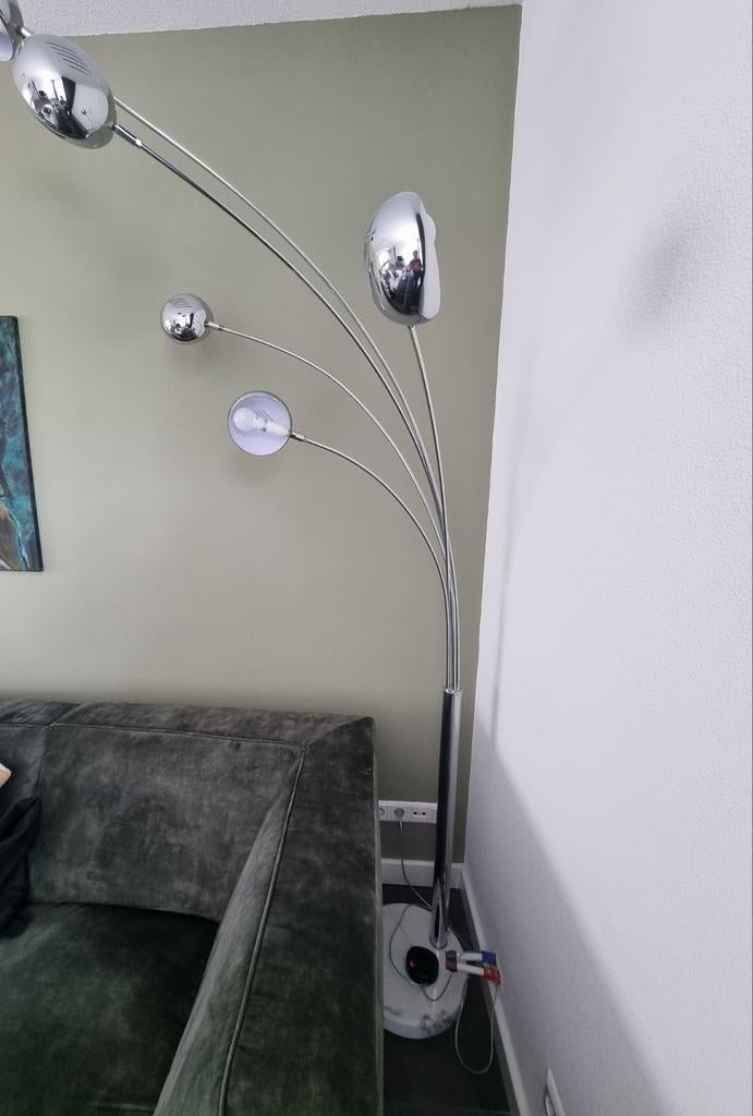 Staande lamp vloerlamp met 5 lichtpunten zilverkleurig, Ophalen, Gebruikt, 150 tot 200 cm
