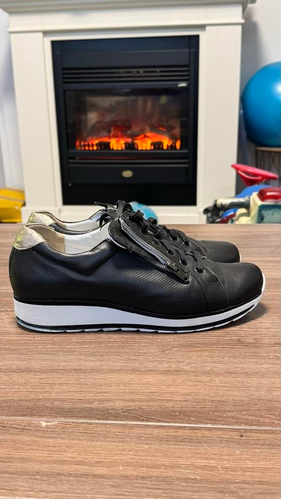 Ara Zwarte Leren Sneakers - Maat 40 (6.5), Ophalen of Verzenden, Gedragen, Zwart, Sneakers of Gympen