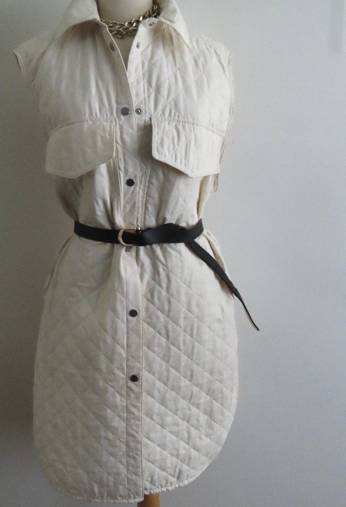 Lange Winterwitte bodywarmer en stoer profiel past 42/46, Ophalen of Verzenden, Zo goed als nieuw, Maat 42/44 (L)