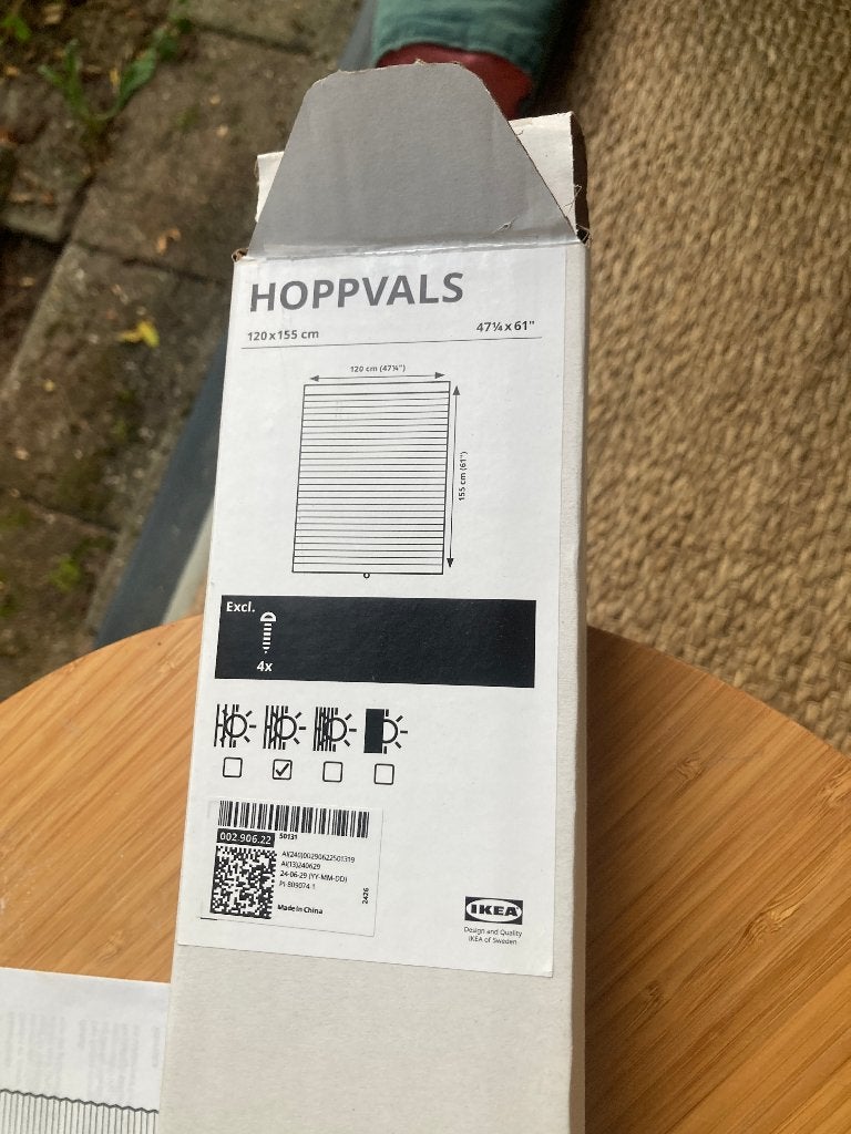 IKEA HOPPVALS Plisségordijn, dubbel, wit, 120x155 cm, Huis en Inrichting, Stoffering | Gordijnen en Lamellen, Ophalen, 120 cm