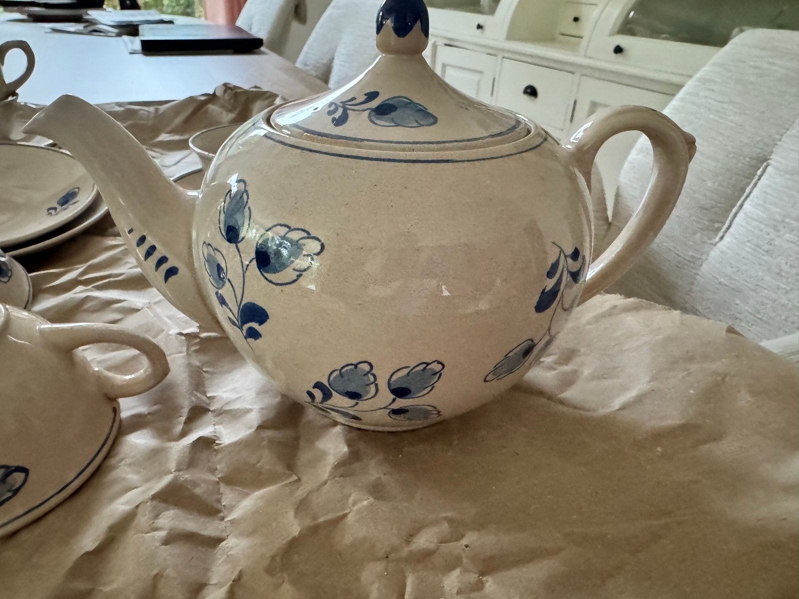 Vintage Serva theeservies - Delfts blauw decor, Ophalen of Verzenden