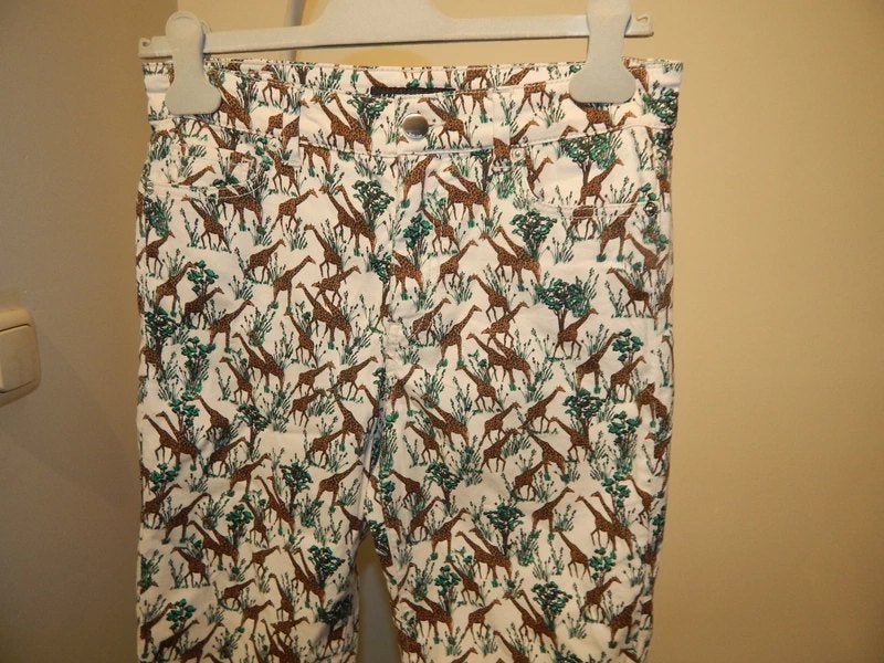 Marccain mooie broek in print giraffe en natuur N2/S, Zo goed als nieuw, Maat 36 (S), Lang, Marccain