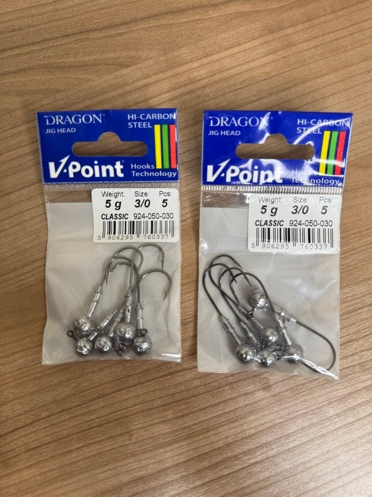 Dragon V-Point Classic Jig Head 5 g Haakmaat 3/0, Haak, Nieuw, Ophalen of Verzenden, E