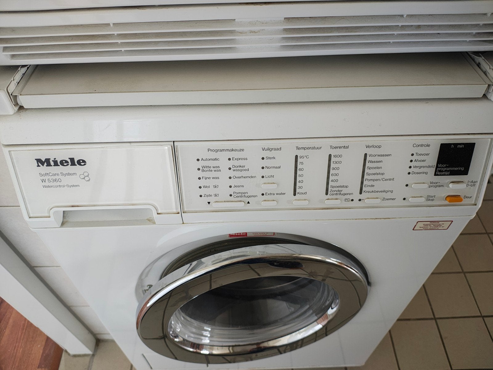 Miele W 5360 SoftCare System Wasmachine -, Zo goed als nieuw, Voorlader, 85 tot 90 cm, 1200 tot 1600 toeren