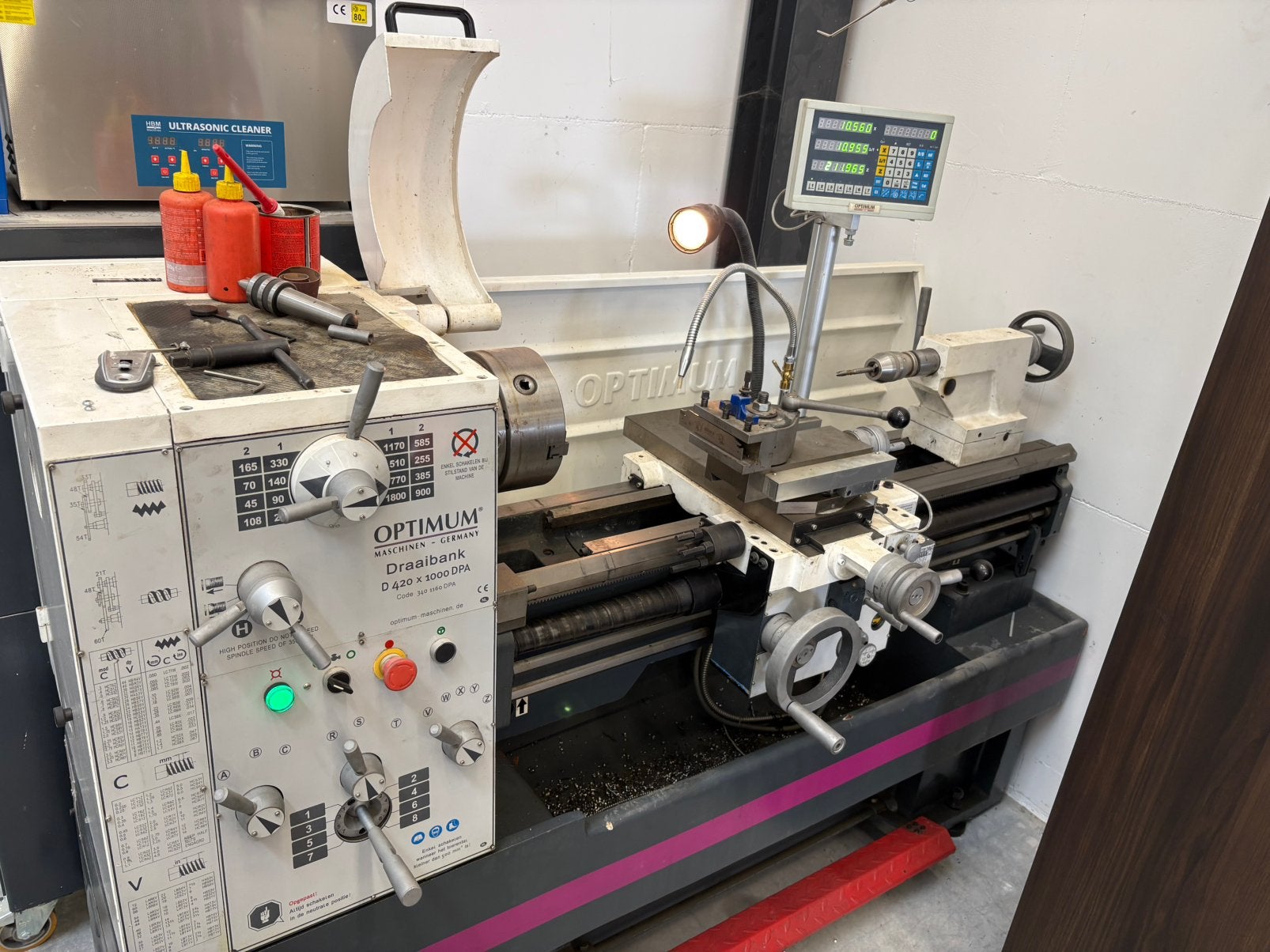 Optimum Draaibank D 420 x 1000 DPA met veel toebehoren, Ophalen