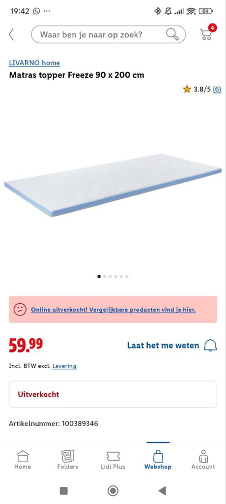 LIVARNO home Matrastopper Freeze 90 x 200 cm, Ophalen of Verzenden