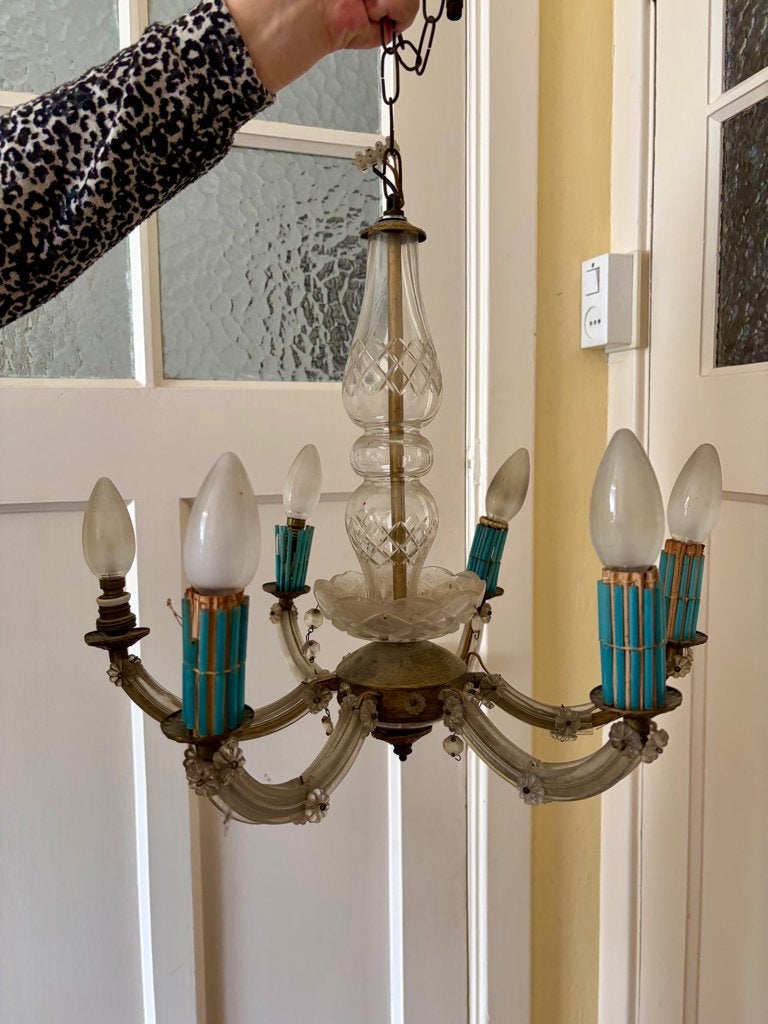 Antieke kroonluchter plafondlamp, Huis en Inrichting, Ophalen, Gebruikt