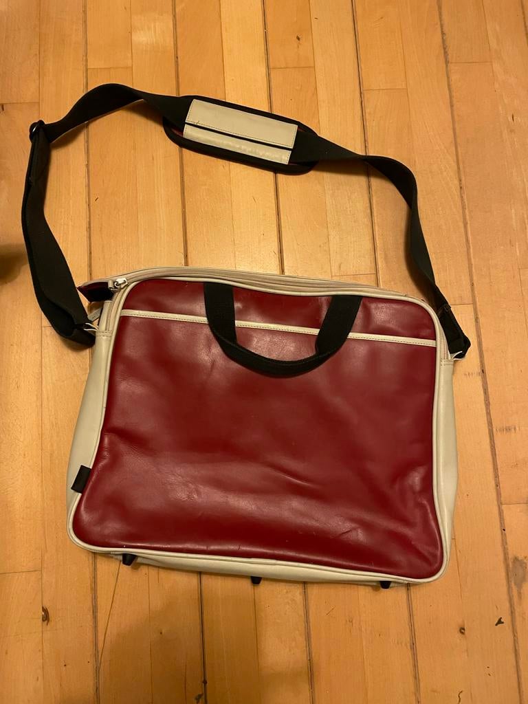 Zomoy Laptoptas Echt Leer Rood/Beige - Z.g.a.n., Meerdere vakken, 17 inch of meer, Aktetas, Ophalen of Verzenden