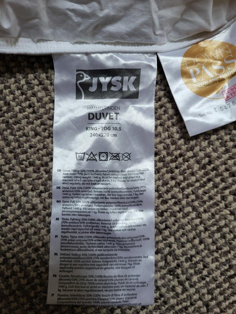 Dekbed 240x220 yisk duvet dons, Gebruikt, Wit, Tweepersoons, Ophalen of Verzenden