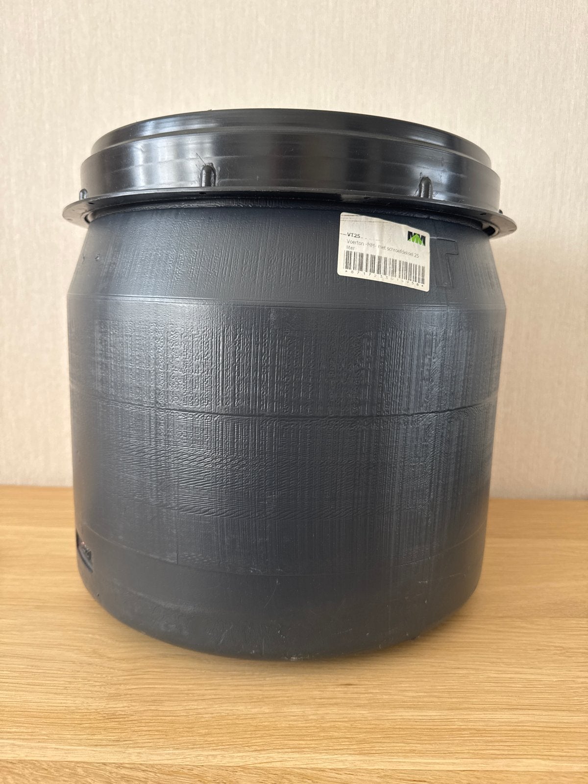 Voerton met schroefdeksel 25 liter (luchtdicht afsluiten), Ophalen of Verzenden, Zo goed als nieuw