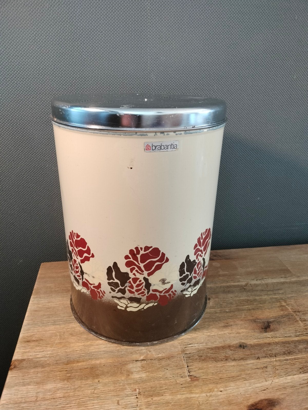 Vintage Brabantia voorraadbus met bloemmotief, Ophalen of Verzenden