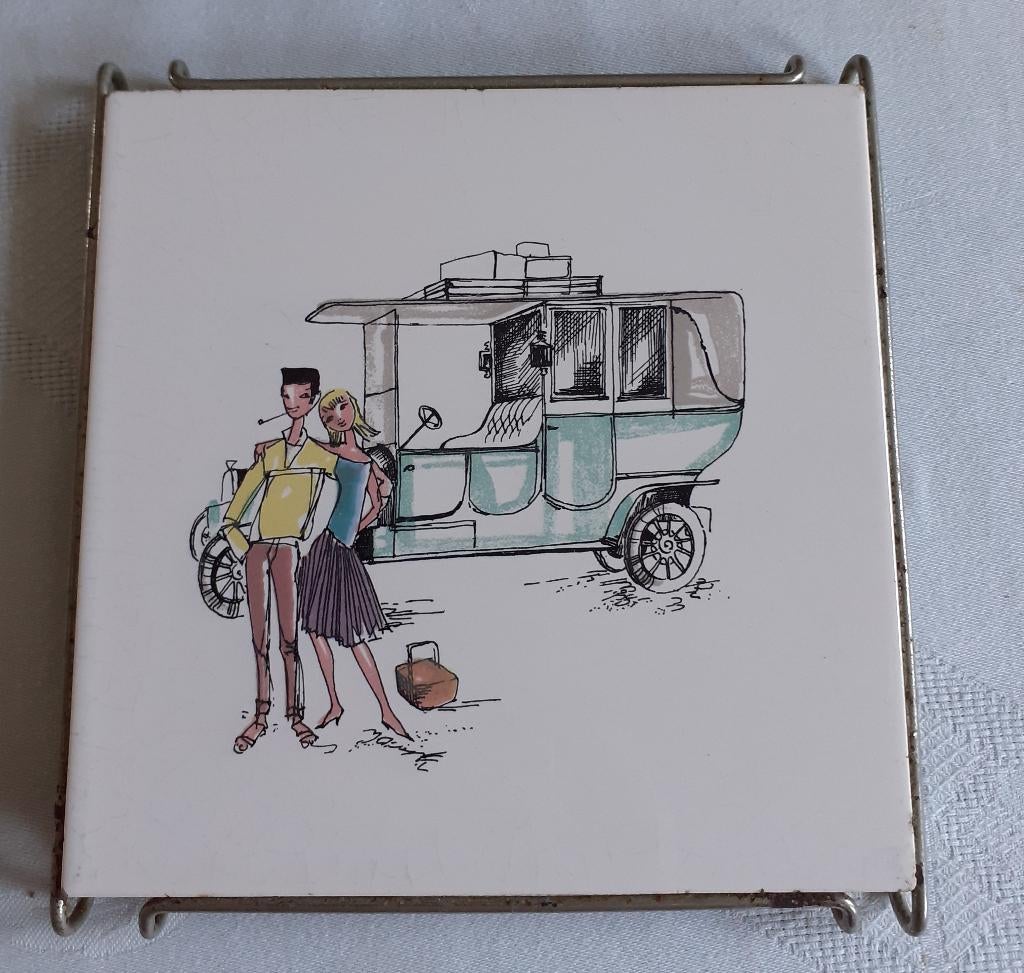 MOSA vintage pannenonderzetter tegel romantisch, Antiek en Kunst, Ophalen of Verzenden