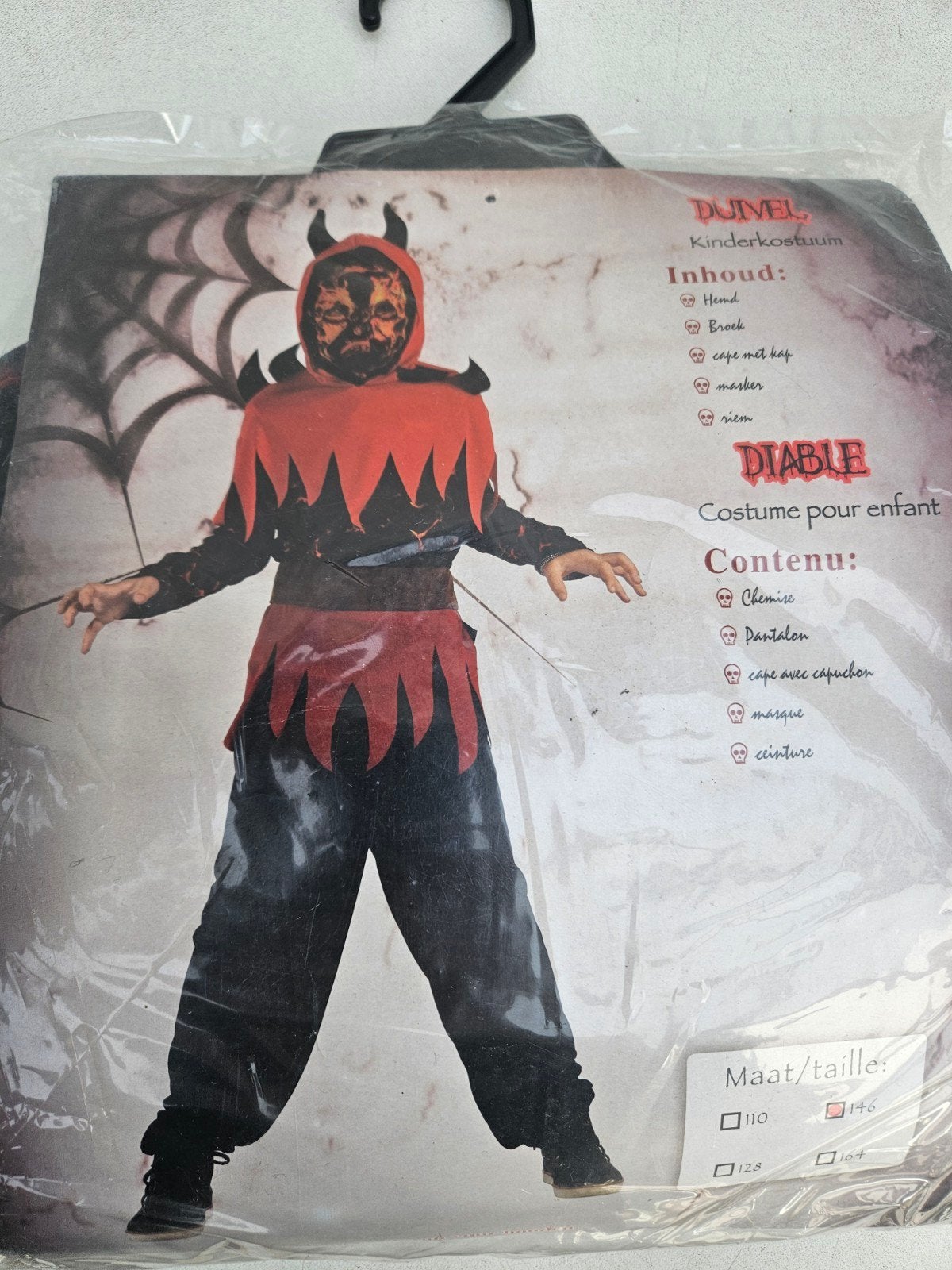 Kinderkostuum Duivel - Compleet met masker en cape, Ophalen of Verzenden, Nieuw, 146 t/m 152, Jongen