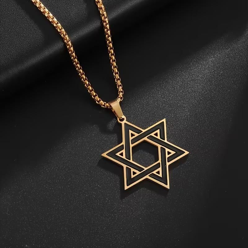 Goudkleurige davidster plus ketting, Ophalen of Verzenden, Nieuw, Goud, Overige materialen