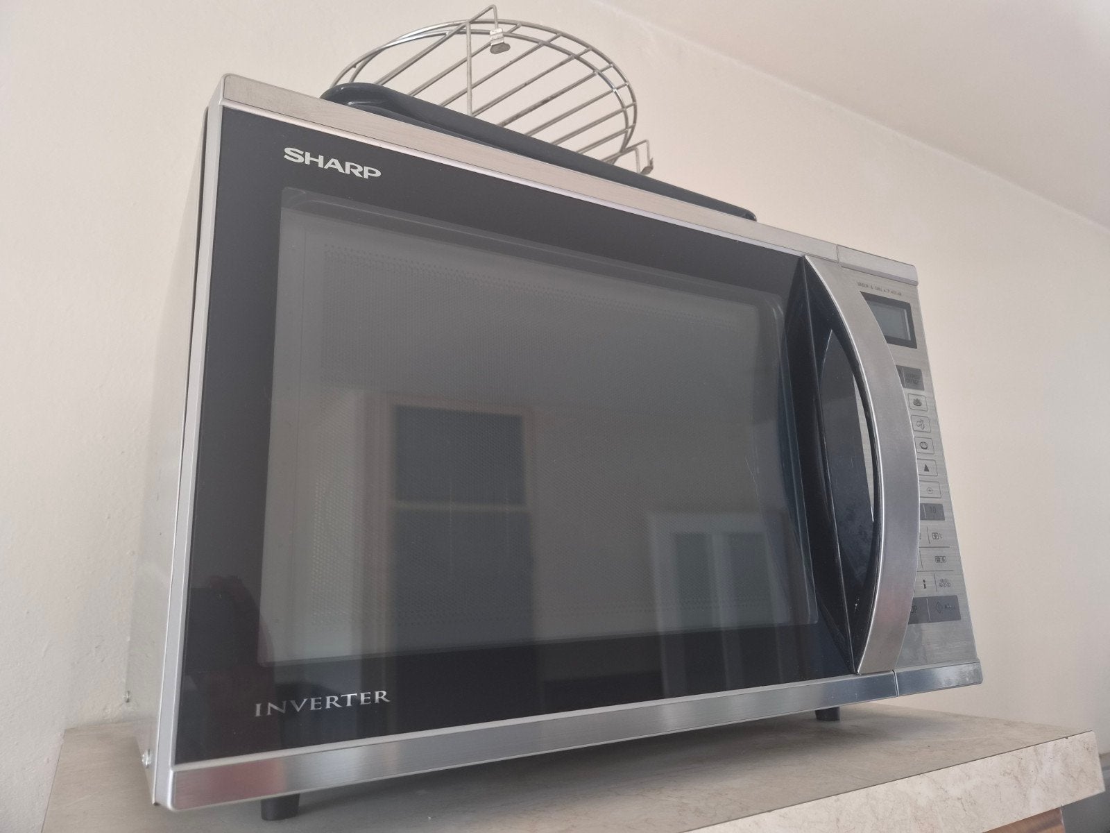 Sharp R-971STW Inverter Combi Magnetron – Compleet met acces, Ophalen, Minder dan 45 cm, Combi-oven, Draaiplateau