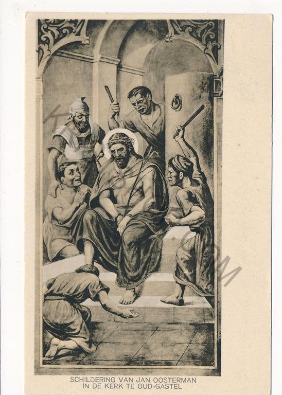 Oud-Gastel - Schildering van Jan Oosterman - Kerk [003-6157, Verzenden, 1940 tot 1960, Ongelopen, Noord-Brabant