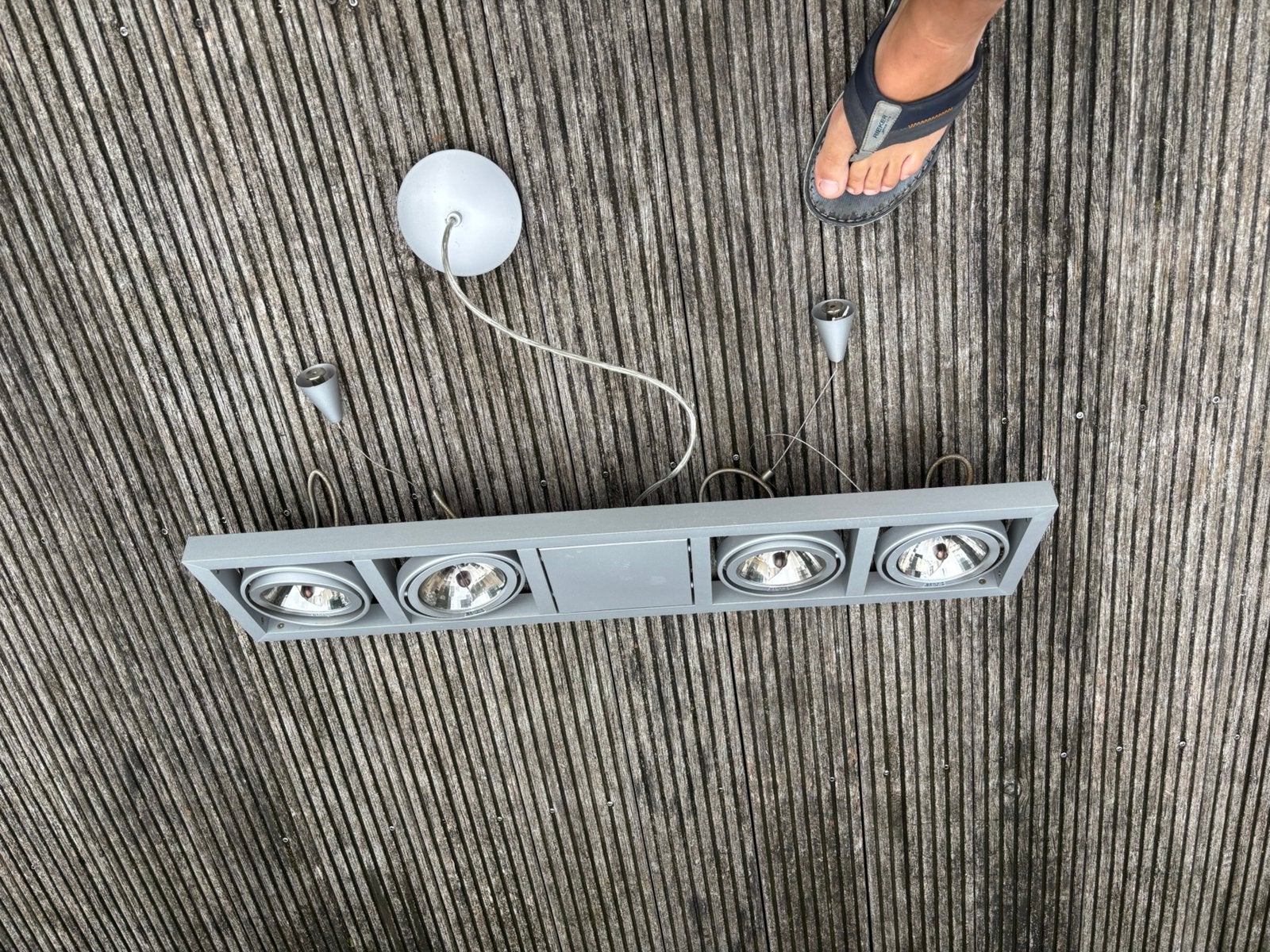 Hanglamp 4 spots halogeen, Ophalen of Verzenden, Gebruikt, Metaal