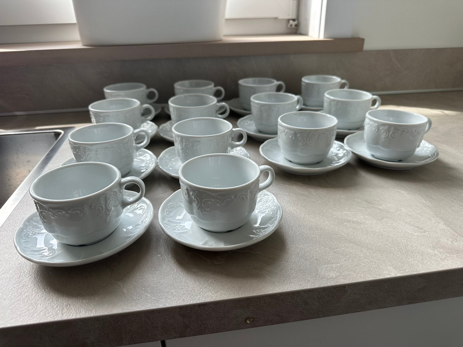 8x Vintage Arzberg Wit Porseleinen Kop en Schotels (Horeca), Ophalen of Verzenden