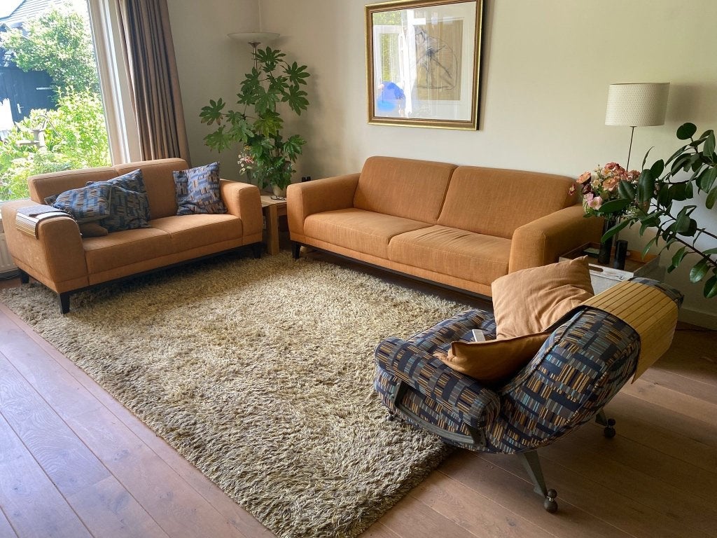 Bankstel okergeel, Huis en Inrichting, Ophalen, Gebruikt, 150 tot 200 cm, 75 tot 100 cm
