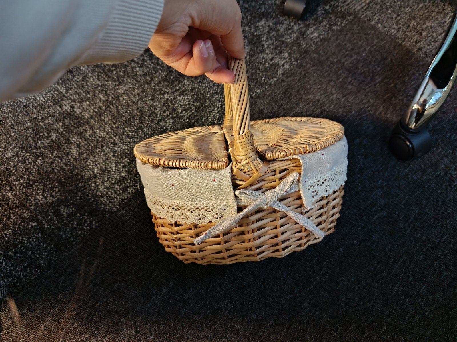 Rotan picknickmand met stoffen voering, Ophalen of Verzenden, Zo goed als nieuw, Zonder inhoud