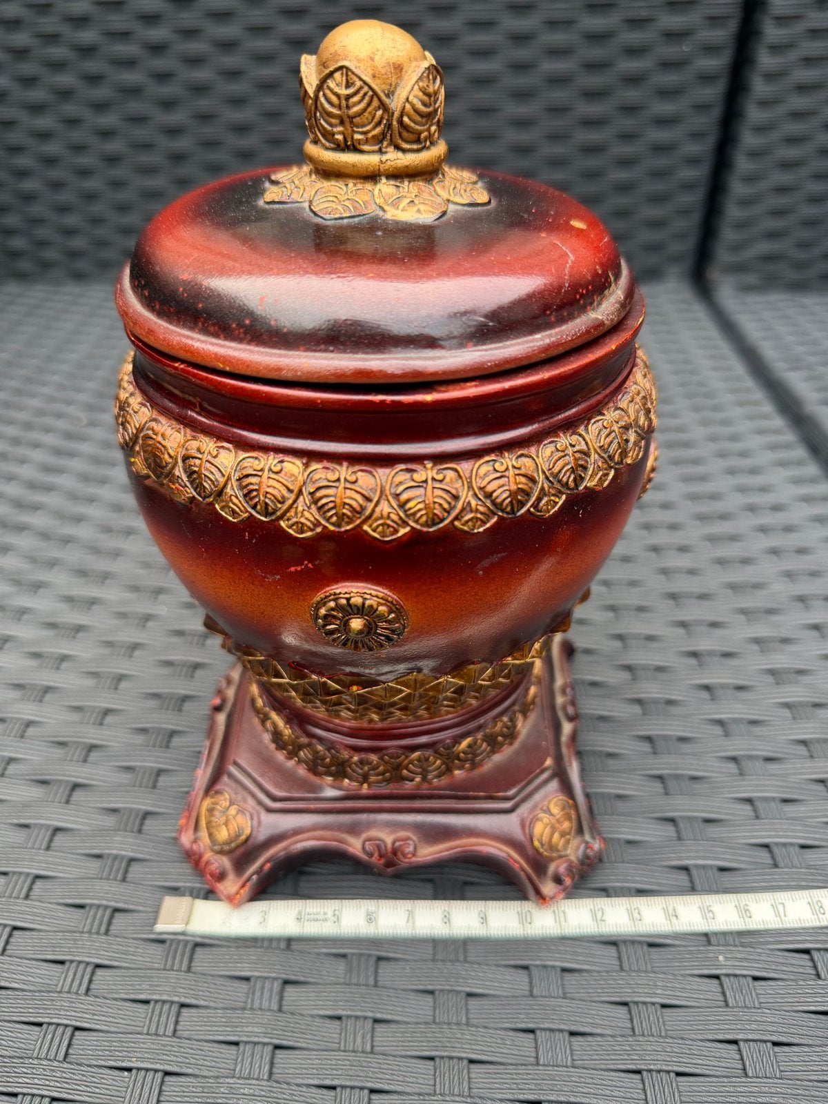 Uniek Vintage Houten Bakje met Versieringen, Ophalen of Verzenden