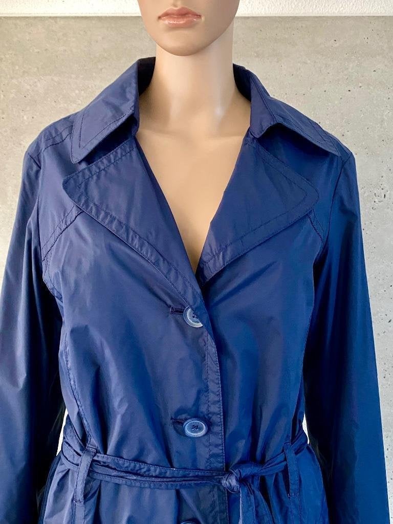 H505 Esprit: mt 42=L regenjas trenchcoat jas tussenjas blauw, Blauw, Maat 42/44 (L), Ophalen of Verzenden, Zo goed als nieuw