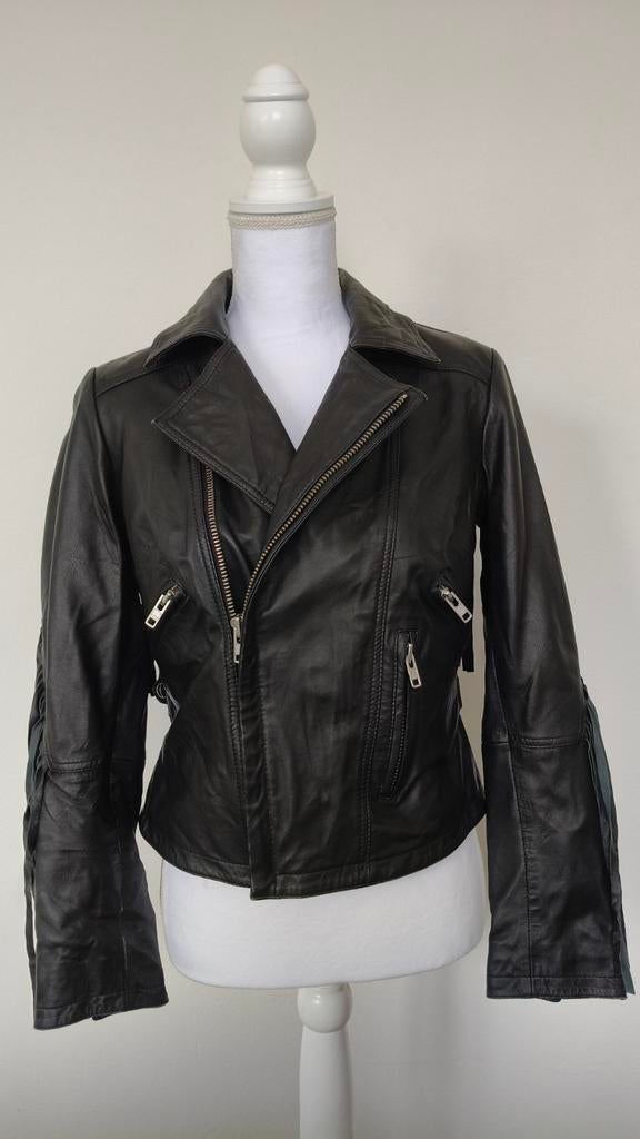 COOP by Trelise Cooper Leren Bikerjack met Franjes Zwart S, COOP, Zwart, Nieuw, Ophalen of Verzenden
