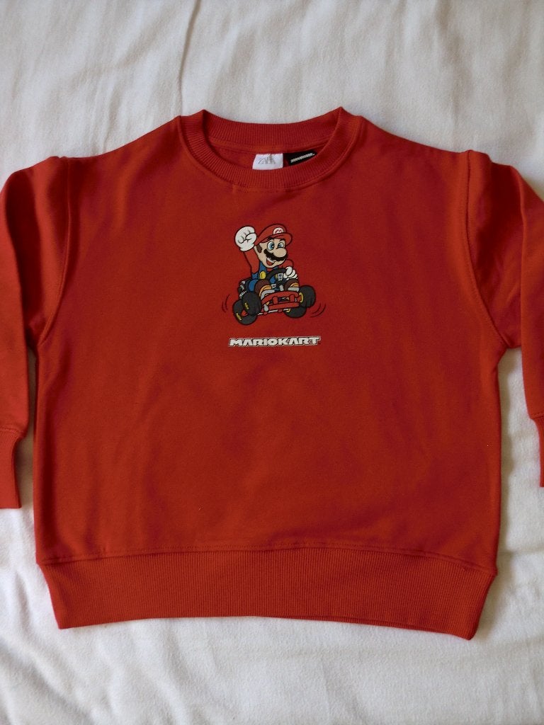 Helderrode trui (geen hoodie) van MarioKart (J/M mt 8 / 128), Jongen of Meisje, Trui of Vest, Ophalen of Verzenden, Zo goed als nieuw