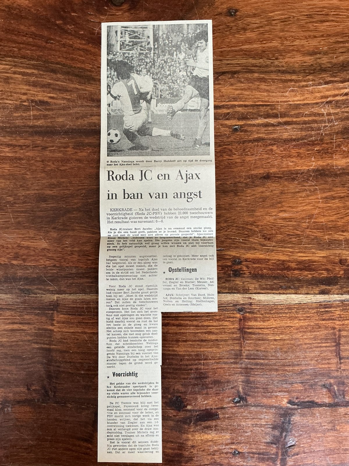 Voetbal krantenartikel Roda JC Ajax maart 1976, Ophalen of Verzenden, Knipsel(s)