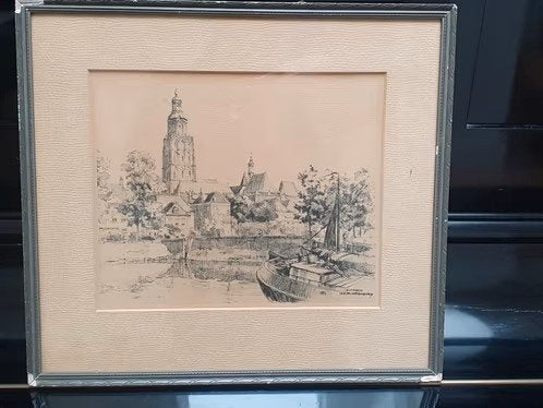 bijzondere prent Gezicht op Zutphen H E Roodenburg, Ophalen