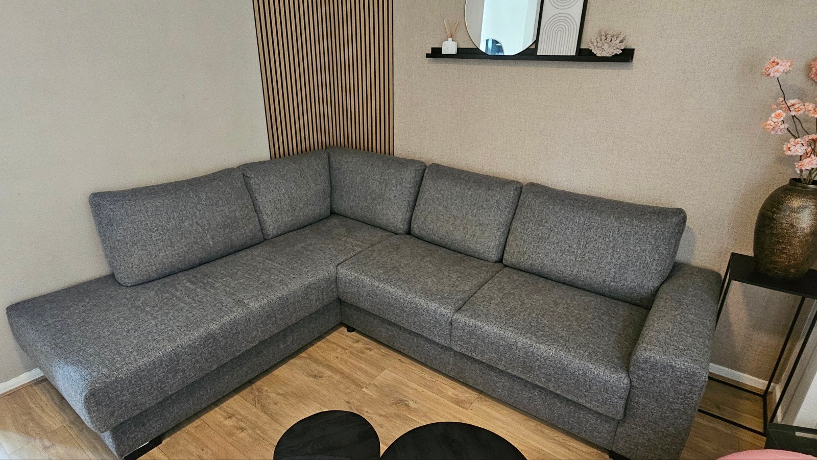 Hoekbank Pronto Wonen Florance - Grijs, Ophalen, 250 tot 300 cm, Gebruikt, Hoekbank