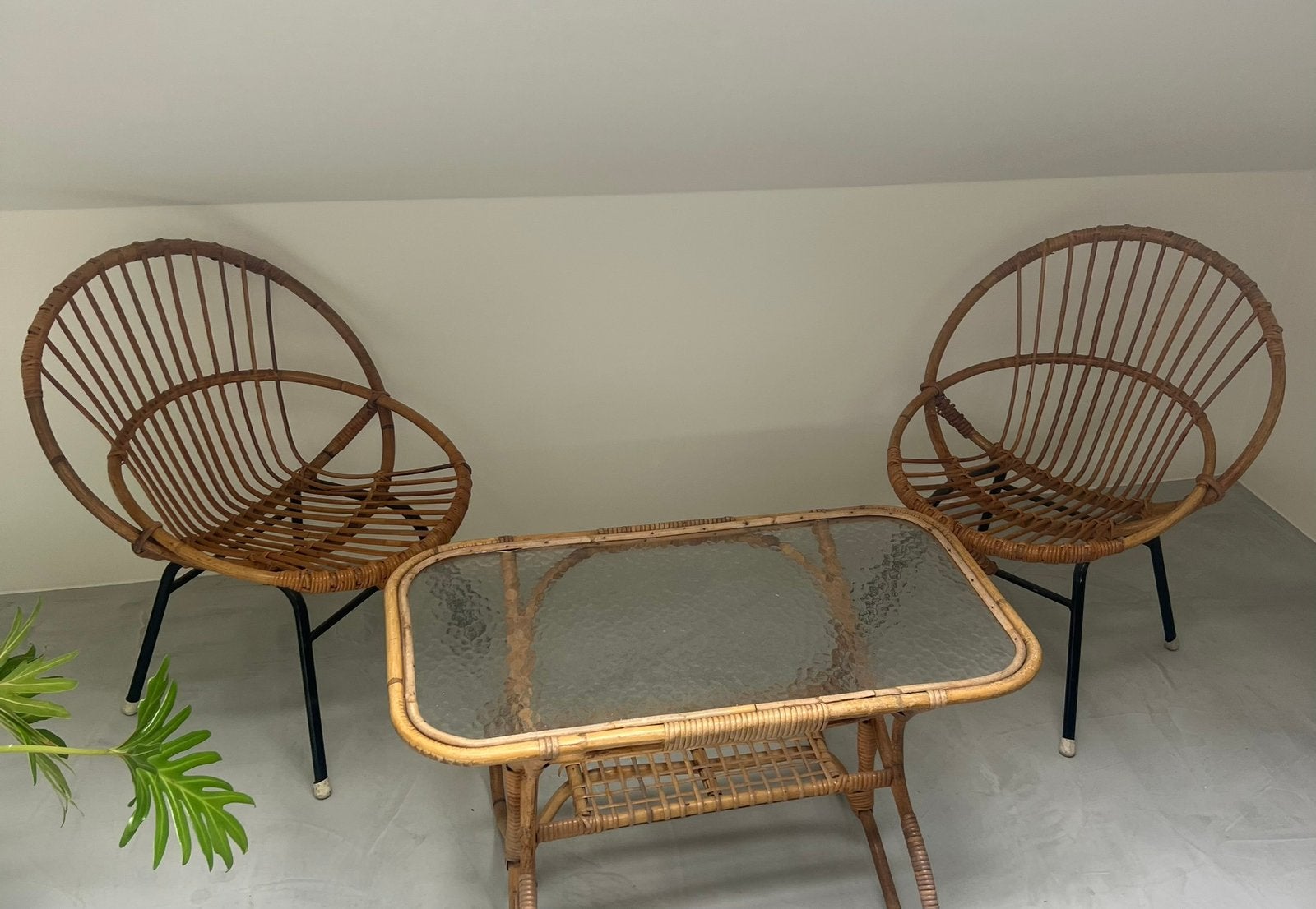 Rotan set, Tuin en Terras, Tuinsets en Loungesets, Ophalen, Zo goed als nieuw, 2 zitplaatsen