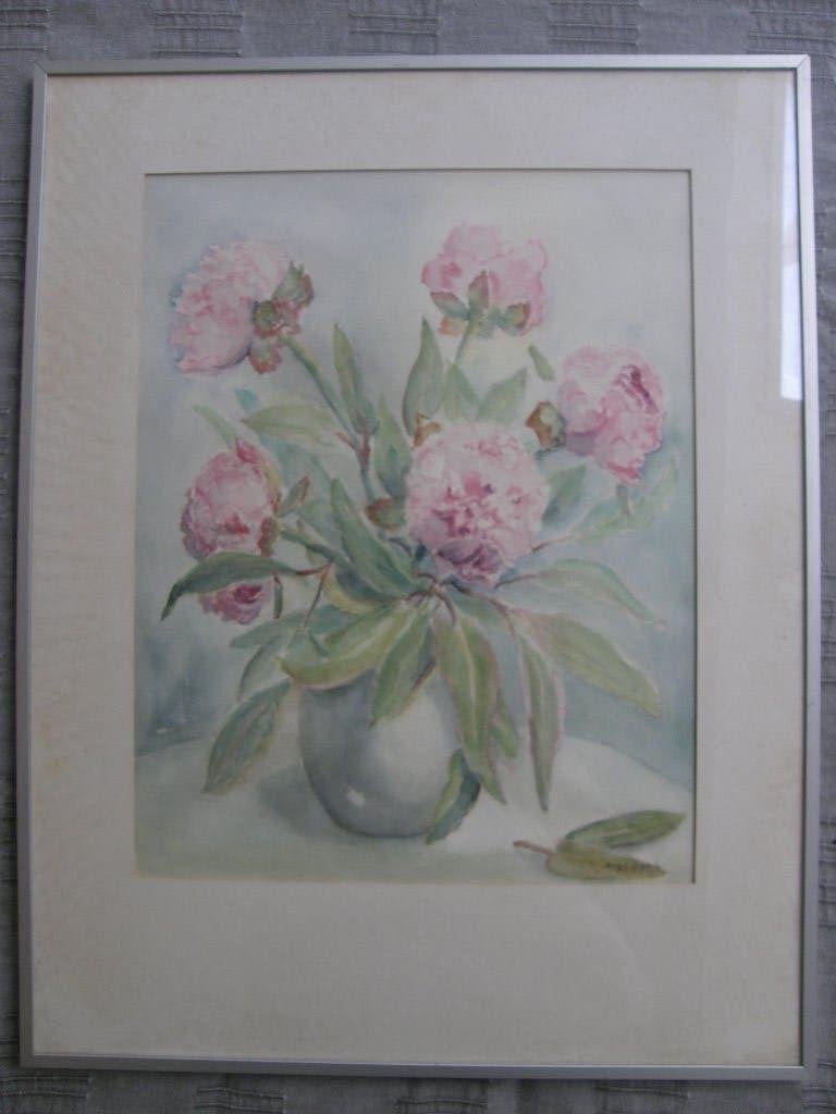 Aquarel pioenrozen, Bloemen, Bijzondere lijst, Ophalen of Verzenden, Papier
