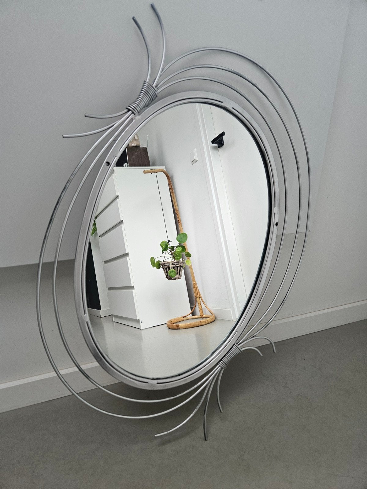 Vintage Saint Gobain Designspiegel., Ophalen, Gebruikt, Minder dan 100 cm, Rechthoekig