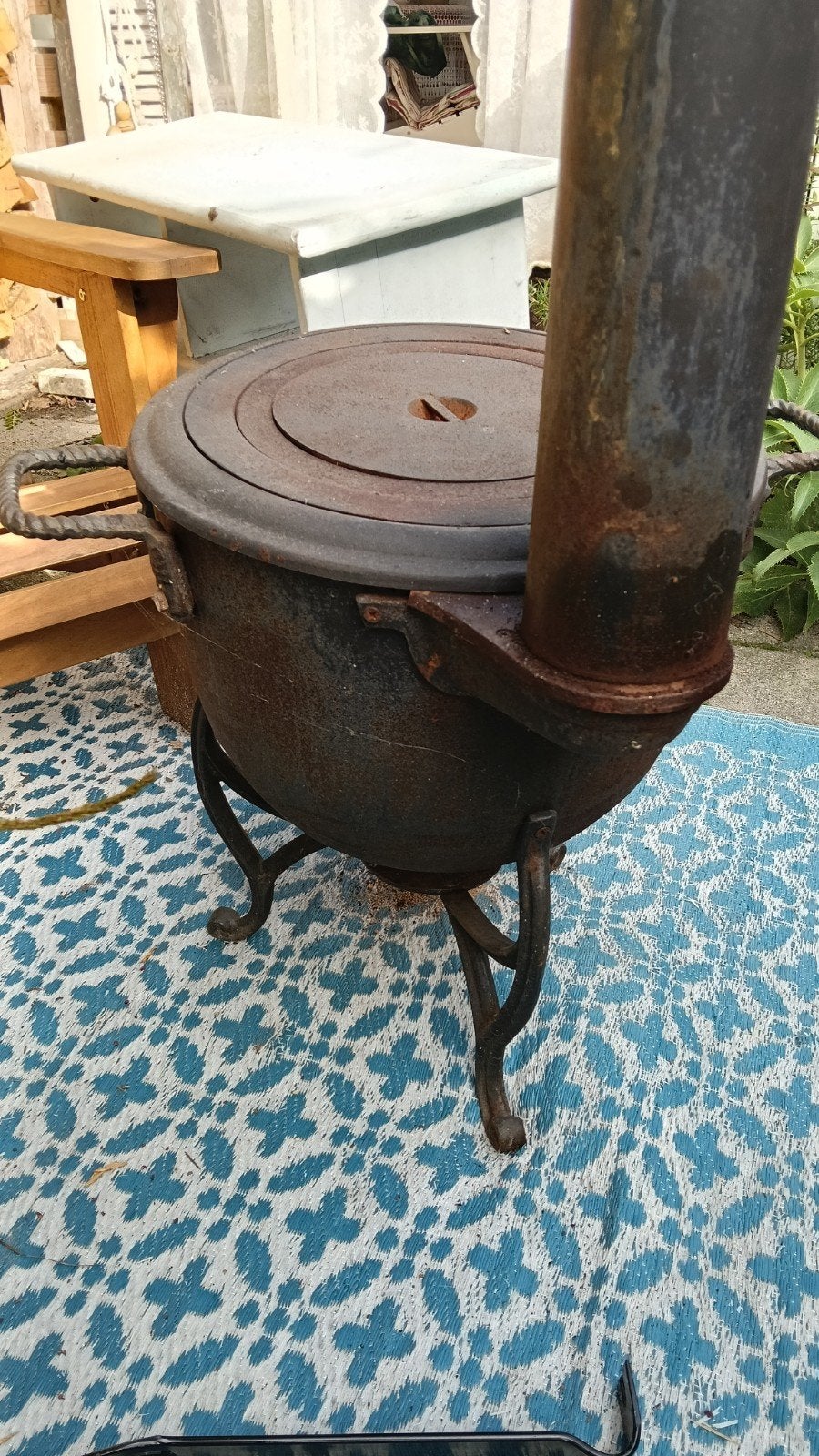 Gietijzeren buitenkachel met BBQ-functie, Ophalen of Verzenden, Gebruikt, Vuurkorf
