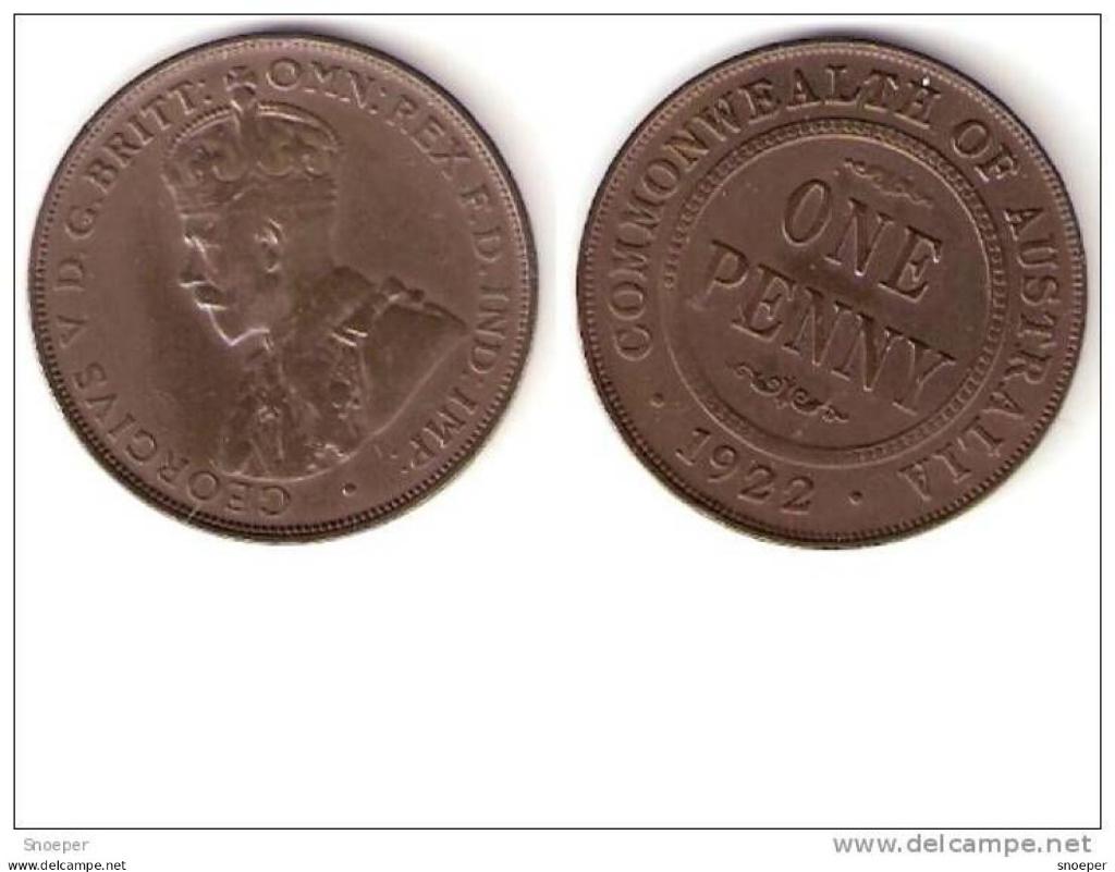 australia 1 penny 1922 km 23 vf, Verzenden, Noord-Amerika, Losse munt