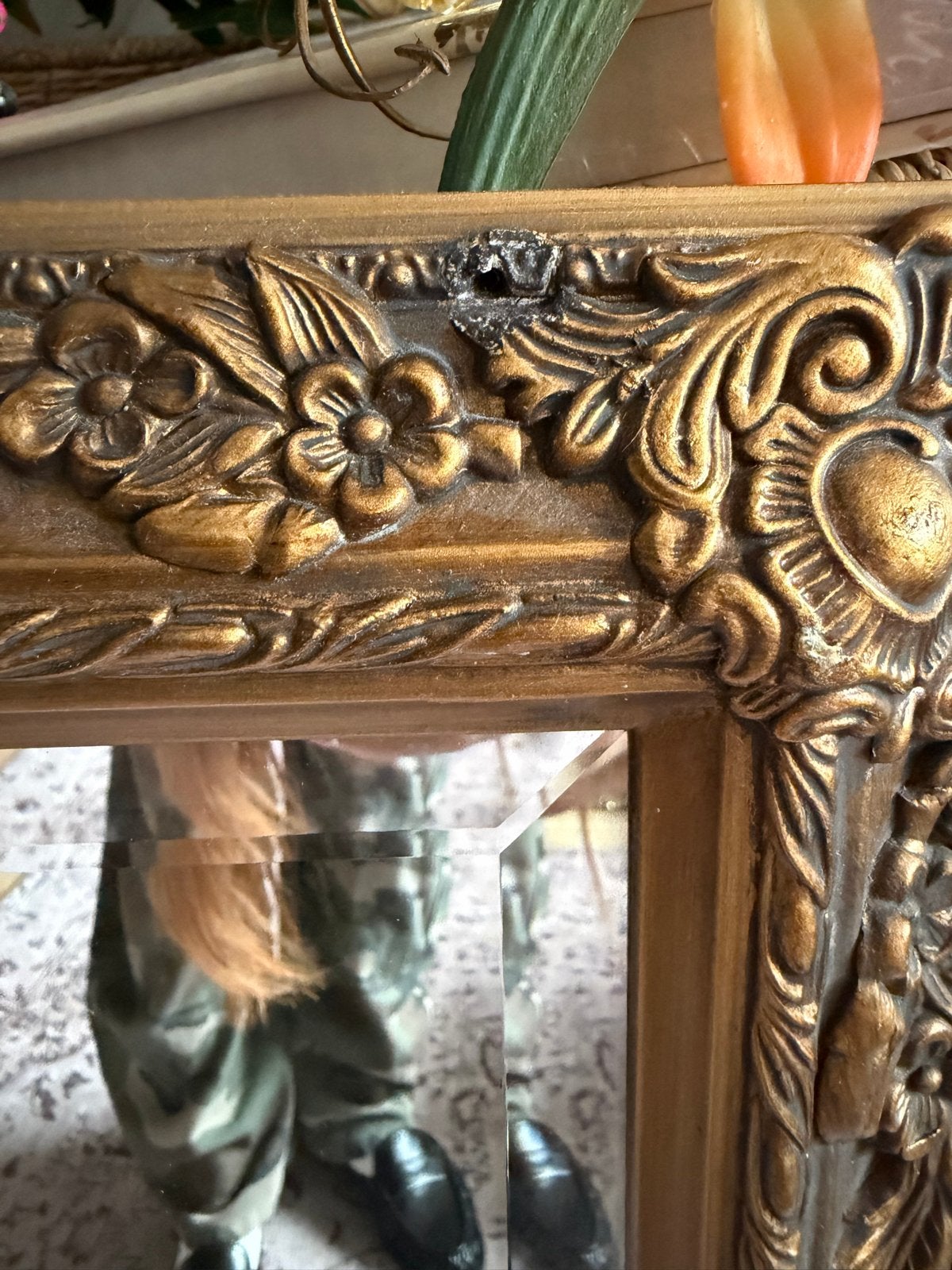 Foto 4 van Vintage goudkleurige spiegel, 58x83,5 cm