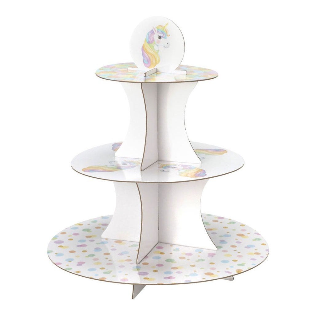 Eenhoorn Etagere Karton 3 Laags, 15cm - Unicorn Party, Ophalen of Verzenden, Nieuw, Feestartikel, Verjaardag