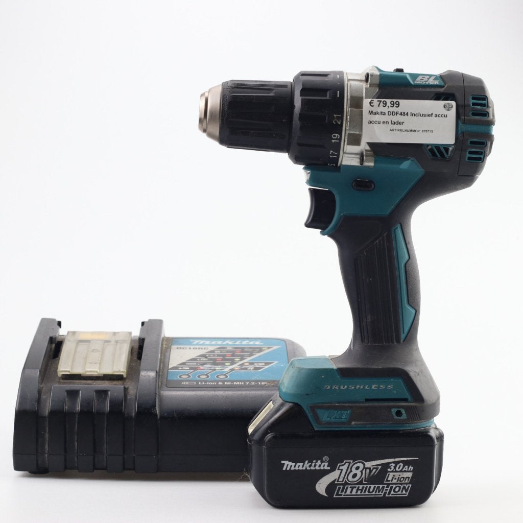 Makita DDF484 Inclusief Accu en Oplader (2023), Makita, Zo goed als nieuw, Support@makita.com, Makita Corporation, 3-11-8, Sumiyoshi-cho, 
Anjo, Aichi 446-8502
Japan
