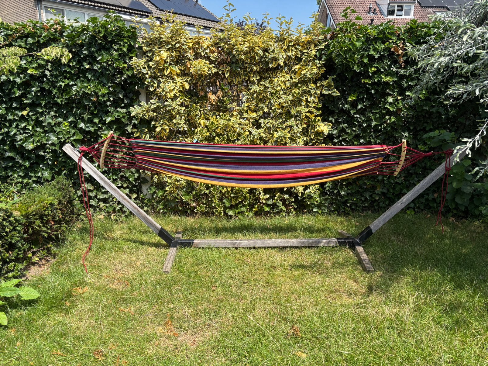 Hangmatstandaard met hangmat, Tuin en Terras, Hangmatten, Ophalen, Zo goed als nieuw, Met standaard, Eenpersoons