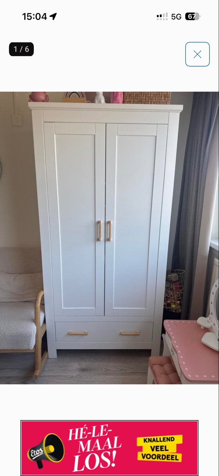 Witte babykamer Bopita. Commode, ledikant en Kledingkast, Kinderen en Baby's, Kinderkamer | Complete kinderkamers, Ophalen, Gebruikt