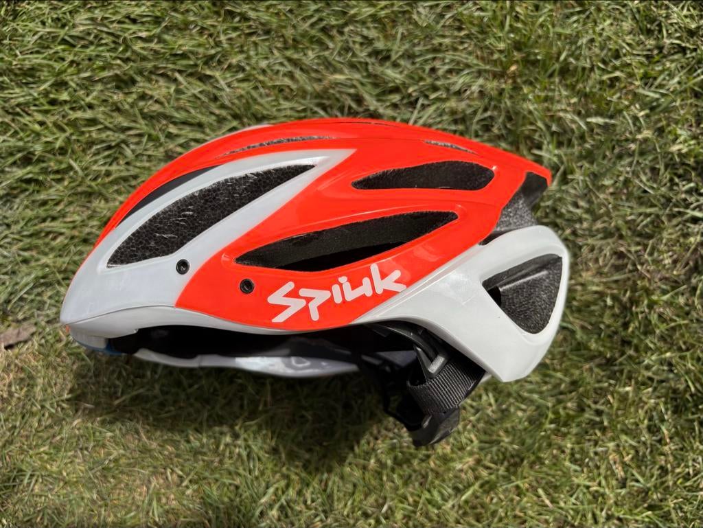 Fietshelm M/L 53-61cm - Oranje/Wit, Fietsen en Brommers, Fietsaccessoires | Fietshelmen, Ophalen, Gebruikt, L, Dame