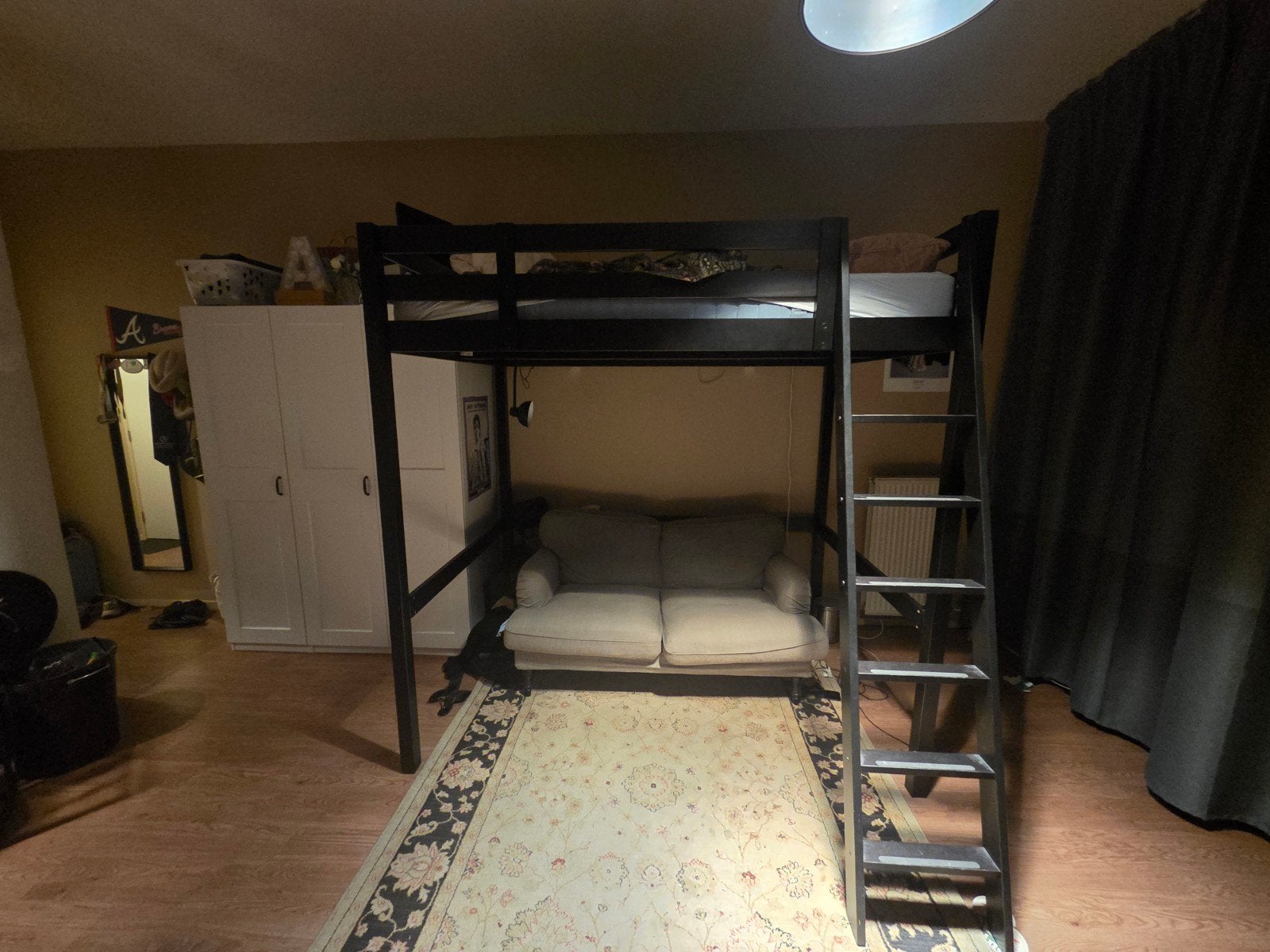 Ikea stora 140x200 Zwart hoogslaper bed met ladder Stevig, Ophalen, Hoogslaper, 140 cm, Zo goed als nieuw