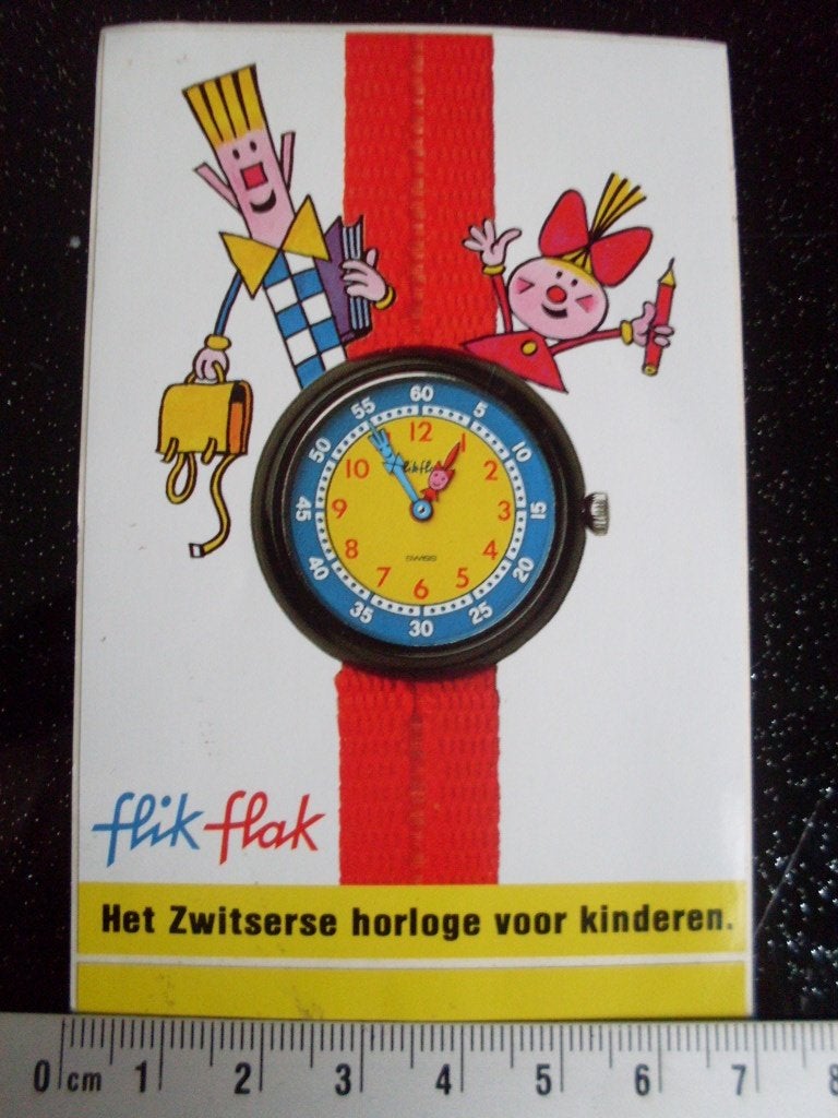 sticker flik flak zwitserse horloge voor kinderen logo, Verzenden, Zo goed als nieuw, Merk