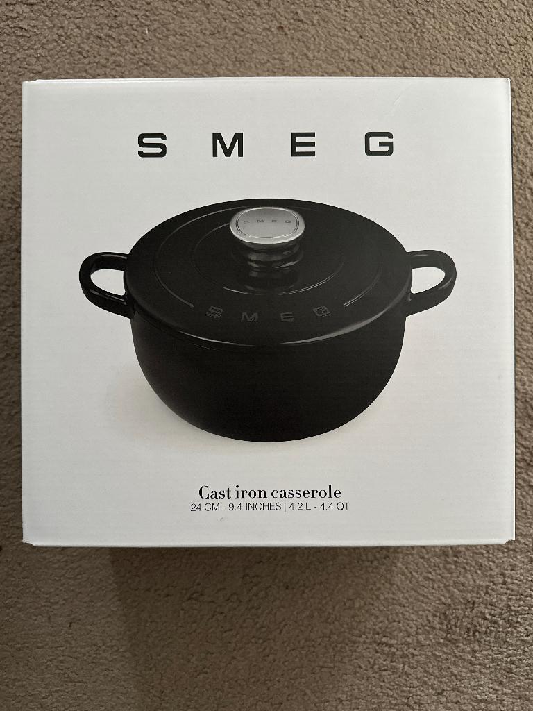 Smeg braadpan 24cm, Gietijzer, Nieuw, Ophalen of Verzenden, Keramische plaat
